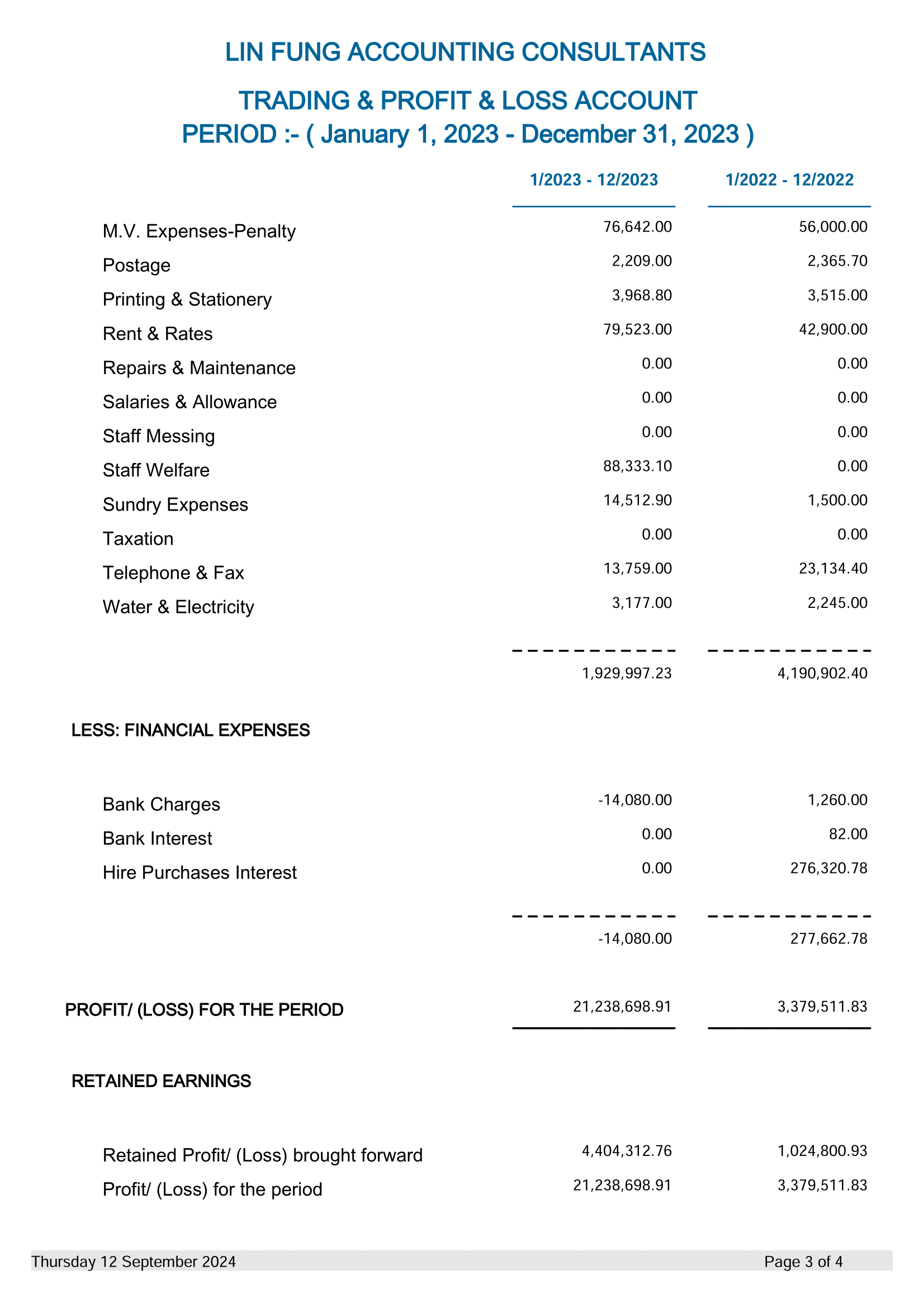 Hong Kong Cloud Accounting Software for SME - Profit & Loss Account